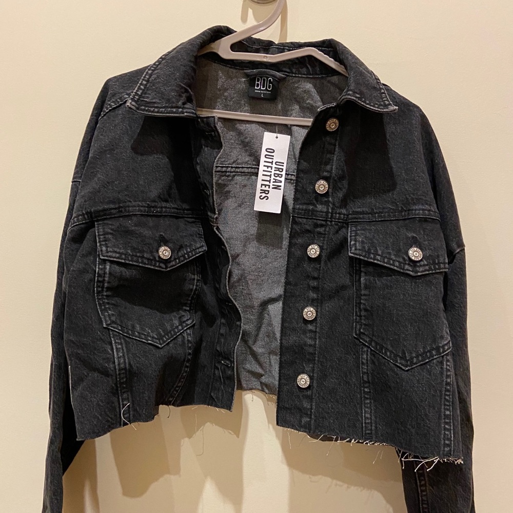 NWT Black Cropped Trucker Jacket